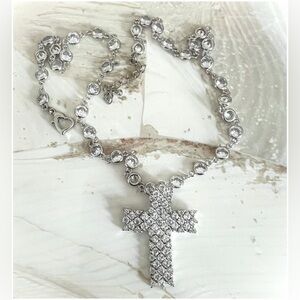 CRYSTAL Cross on Bezel Set Silver Chain